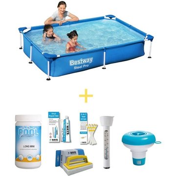Piscine Bestway - Steel Pro - 221 x 150 x 43 cm - Avec kit d'entretien - Bleu