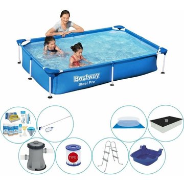 Steel Pro Rectangulaire 221x150x43 cm - Bleu - Set de piscine combinée - Prix compétitif, livraison rapide! - Bestway