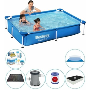 Bestway Piscine Steel Pro Rectangulaire 221x150x43 cm - Bleu - Paquet Confort - Prix compétitif, livraison rapide !