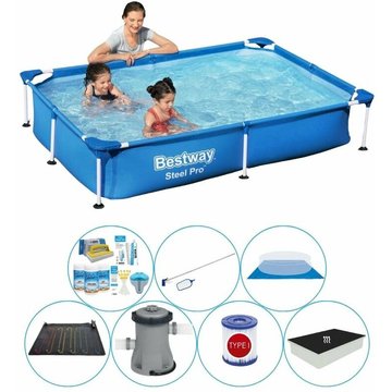Bestway Steel Pro Piscine Rectangulaire 221x150x43 cm - Bleu - Bundle de piscine - Prix compétitif, livraison rapide!