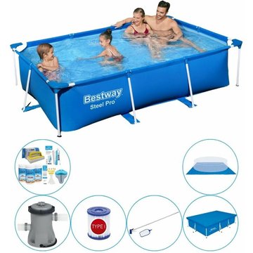 Piscine Rectangulaire Bestway Steel Pro 259x170x61 cm - Bleue avec accessoires