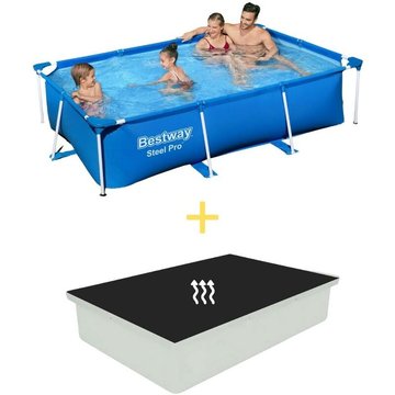 Piscine Bestway Steel Pro 259 x 170 x 61 cm avec Tapis Solaire - Bleu