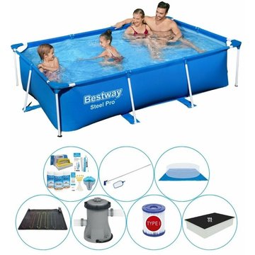 Bestway Steel Pro : Piscine Rectangulaire 259x170x61 cm - Bleu - Ensemble de piscine à prix plus abordable