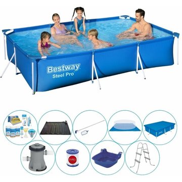 Bestway - Piscine rectangulaire Steel Pro 300x201x66 cm avec accessoires - Prix compétitif, livraison rapide !