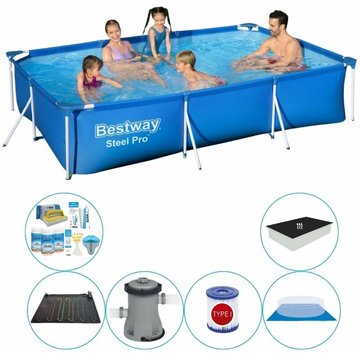 Bestway - Paquet Confort de la piscine Steel Pro Rectangulaire 300x201x66 cm - Prix compétitif, livraison rapide !