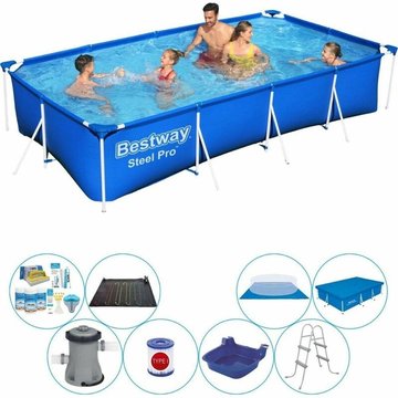 Bestway - Piscine Steel Pro Rectangulaire 400x211x81 cm avec accessoires - Prix compétitif, livraison rapide !