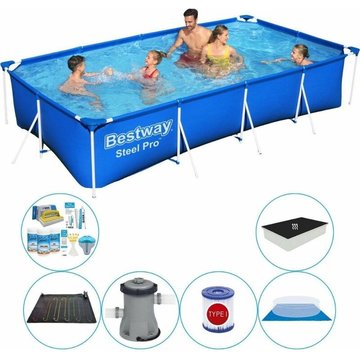 Bestway - Pack Confort de la piscine Steel Pro Rectangulaire 400x211x81 cm - Prix compétitif, livraison rapide!