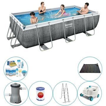 Ensemble de piscine - Bestway Power Steel Rotan Rect. 404x201x100 cm - Avec pompe de filtration - Prix compétitif, livraison rapide !