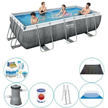 Bestway - Piscine Power Steel Rotan Rect. 404x201x100 cm - Avec pompe de filtrage
