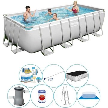 Bestway - Piscine Power Steel Rectangulaire 488x244x122 cm avec accessoires - Prix compétitif, livraison rapide!