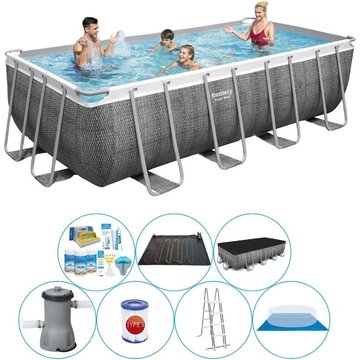 Bestway - Offre de piscine Power Steel Rattan 488x244x122 cm - Prix compétitif, livraison rapide !