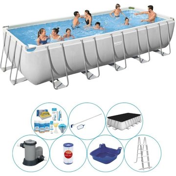 Bestway - Offre combinée de piscine Power Steel Rectangulaire 640x274x132 cm - Prix compétitif, livraison rapide !
