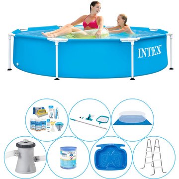 Intex Piscine Metal Frame Ronde 244x51 cm - 8 pièces - Bundle de piscine - à offrir