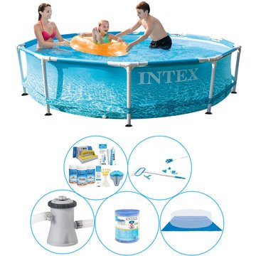 Piscine Intex avec accessoires - 6 pièces Intex Metal Frame Ronde Plage 305x76 cm - maintenant plus abordable