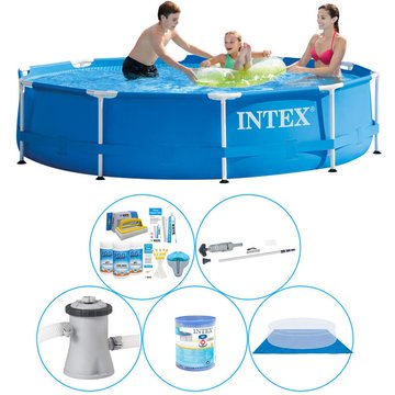Intex Piscine - Metal Frame Ronde 305x76 cm - 6 pièces - Piscine avec accessoires offerts