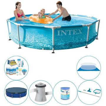 Intex Piscine - Offre combinée de piscine Metal Frame Ronde Plage 305x76 cm