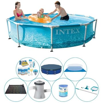 Pack de piscine Intex Metal Frame Ronde Plage 305x76 cm - Prix compétitif, livraison rapide!