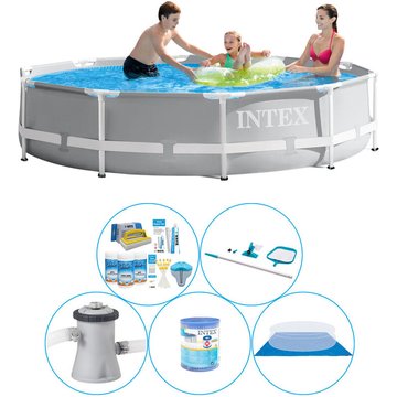Offre combinée de piscine Intex - 6 pièces Piscine Intex Prism Frame Ronde 305x76 cm - Prix compétitif, livraison rapide!