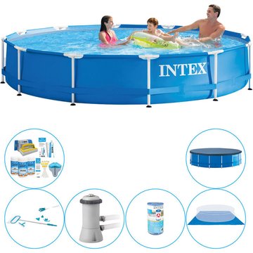 Intex Piscine Metal Frame Ronde 366x76 cm - Piscine avec accessoires - Intex