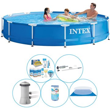 Metal Frame Ronde 366x76 cm - 6 pièces - Piscine avec des accessoires - offrir - Intex