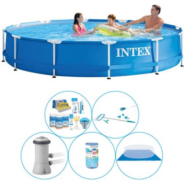 Intex Piscine Metal Frame Ronde 366x76 cm - 6 pièces - avec accessoires