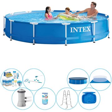 Pack piscine Intex Piscine tout-en-un Metal Frame Ronde 366x76 cm - Prix compétitif, livraison rapide!