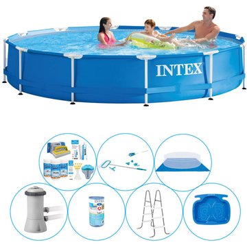 Intex Piscine tout-en-un - Paquet 8 pièces Metal Frame Ronde 366x76 cm - Prix compétitif, livraison rapide!