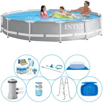 Intex Piscine Prism Frame Ronde 366x76 cm - 8 pièces - Offre Bundle