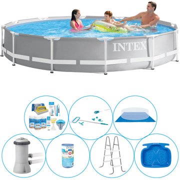 Intex Piscine Prism Frame Ronde 366x76 cm - 8 pièces - Paquet de piscine tout en 1 - Prix compétitif, livraison rapide!