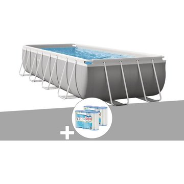 Intex Piscine - Kit piscine tubulaire Prism Frame rectangulaire 4,88 x 2,44 x 1,07 m + 6 cartouches de filtration - Gris
