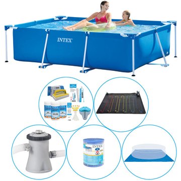 Intex Piscine - Frame Pool Rectangulaire 220x150x60 cm - 6 pièces - Piscine avec accessoires - Bleu