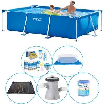 Intex Piscine - Frame Pool Rectangulaire 260x160x65 cm - 6 personnes - Piscine avec accessoires - Bleu