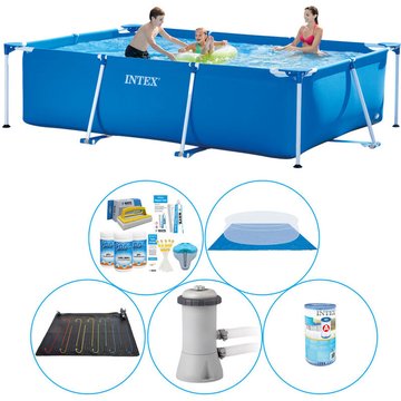 Intex Piscine - Frame Pool Rectangulaire 300x200x75 cm - 6 personnes - Piscine avec accessoires - Bleu