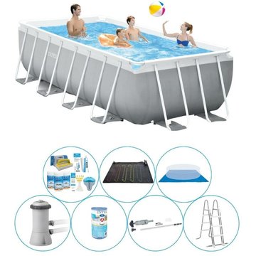 Intex Piscine Prism Frame Rectangulaire 400x200x122 cm - Gris - Deal de 7 pièces