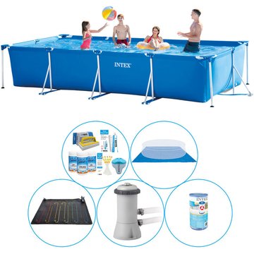 Intex Piscine - Frame Pool Rectangulaire 450x220x84 cm - 6 pièces - Piscine plus des accessoires - Bleu