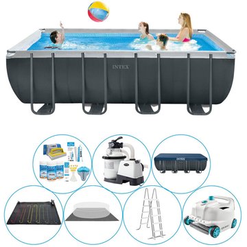 Offre combinée de piscine Intex Ultra XTR Frame rectangulaire 549x274x132 cm - Gris