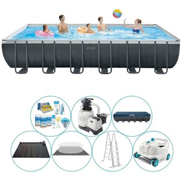 Offre combinée de piscine Intex Ultra XTR Frame rectangulaire 732x366x132 cm - Gris