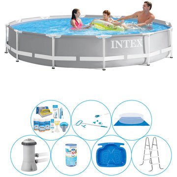Intex Piscine - Paquet de piscine tout-en-un 8 pièces Prism Frame Ronde 366x76 cm