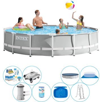 Intex Piscine - Bundle de Piscine Prism Frame Ronde 457x107 cm - Prix compétitif, livraison rapide !