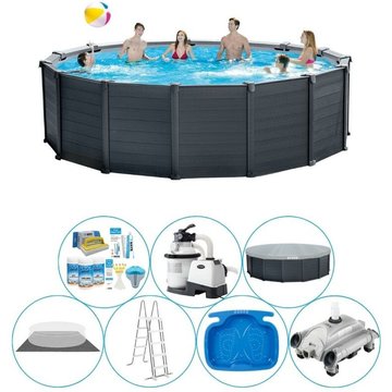 Pack piscine Intex Graphite Gris Ronde 478x124 cm - Prix compétitif, livraison rapide !