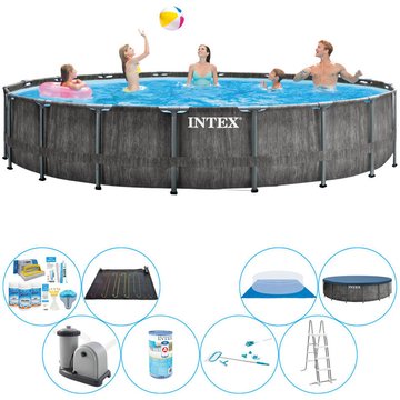Intex Piscine - Set de piscine Prism Frame Greywood Ronde 549x122 cm - Prix compétitif, livraison rapide!