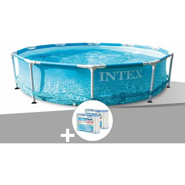 Intex Piscine - Kit piscine tubulaire Metal Frame Ocean ronde 3,05 x 0,76 m + 6 cartouches de filtration - Bleu