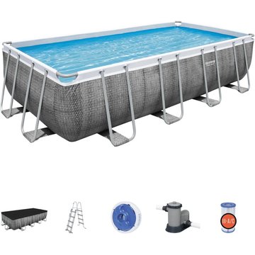 Piscine hors-sol tubulaire Bestway Power Steel Rotin 549x274x122 cm Épurateur à cartouche de 5 678 l/h Bâche et Échelle