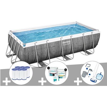 Kit piscine tubulaire rectangulaire Bestway Power Steel 4,04 x 2,01 x 1,00 m + 6 cartouches de filtration + Kit de traitement au chlore