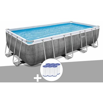 Kit piscine tubulaire rectangulaire Bestway Power Steel 5,49 x 2,74 x 1,22 m + 6 cartouches de filtration - Gris