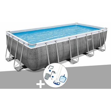 Kit piscine tubulaire rectangulaire Bestway Power Steel 5,49 x 2,74 x 1,22 m + Kit d'entretien Deluxe - Gris