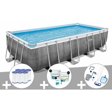 Kit piscine tubulaire rectangulaire Bestway Power Steel 5,49 x 2,74 x 1,22 m + 6 cartouches de filtration + Kit de traitement au chlore