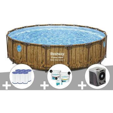 Kit piscine tubulaire ronde Bestway Power Steel avec hublots 5,49 x 1,22 m + 6 cartouches de filtration + Kit de traitement au chlore + Pompe