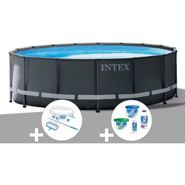 Intex Piscine - Kit piscine tubulaire Ultra XTR Frame ronde 4,27 x 1,22 m + Kit d'entretien + Kit de traitement au chlore