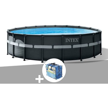 Intex Piscine Tubulaire Ultra XTR Frame Ronde 5,49 x 1,32 m + Bâche à Bulles - Gris